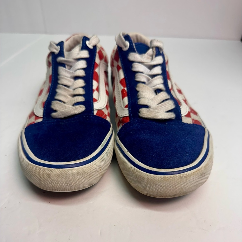 Vans Old Skool Pro Red White Blue Checkerboard Sz 6.5